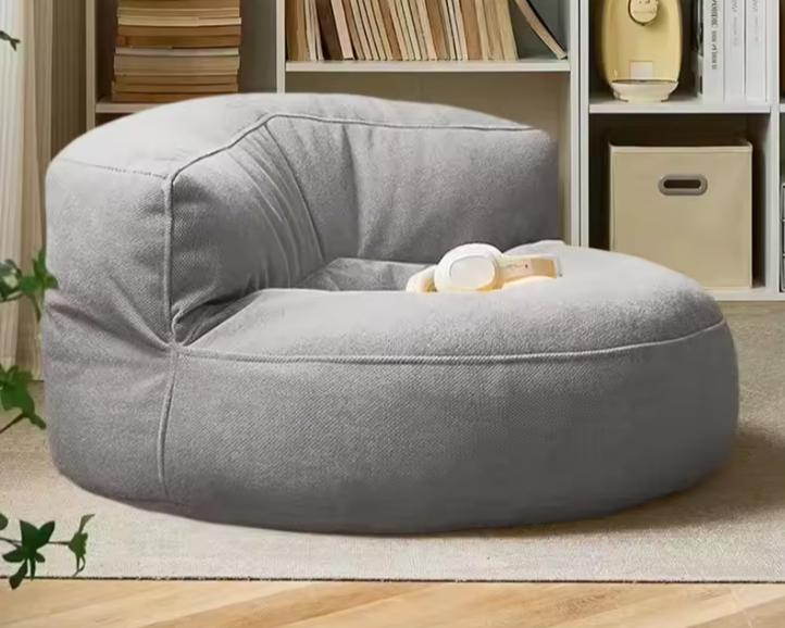 Fauteuil de lecture pouf gris clair-1
