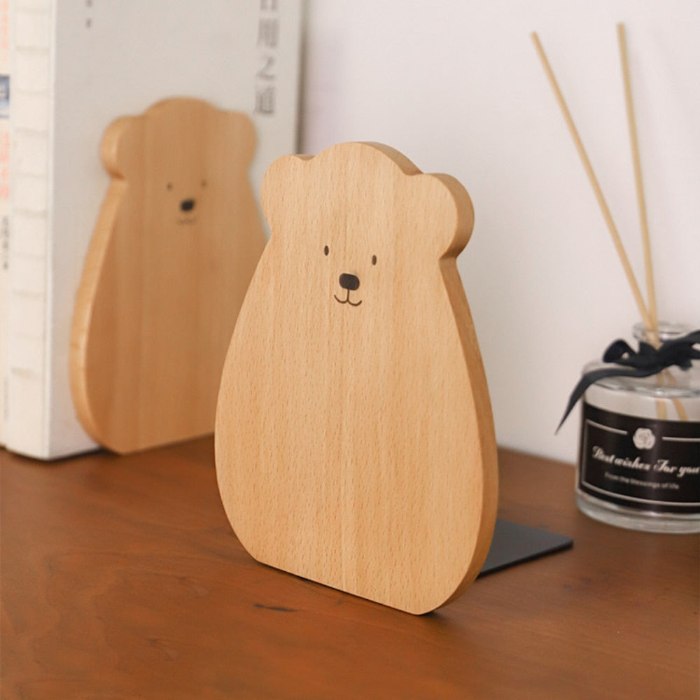 Serre-Livre-Bois-Ourson-Sapin3serre-livres3256804567099582-Beech 1PCS