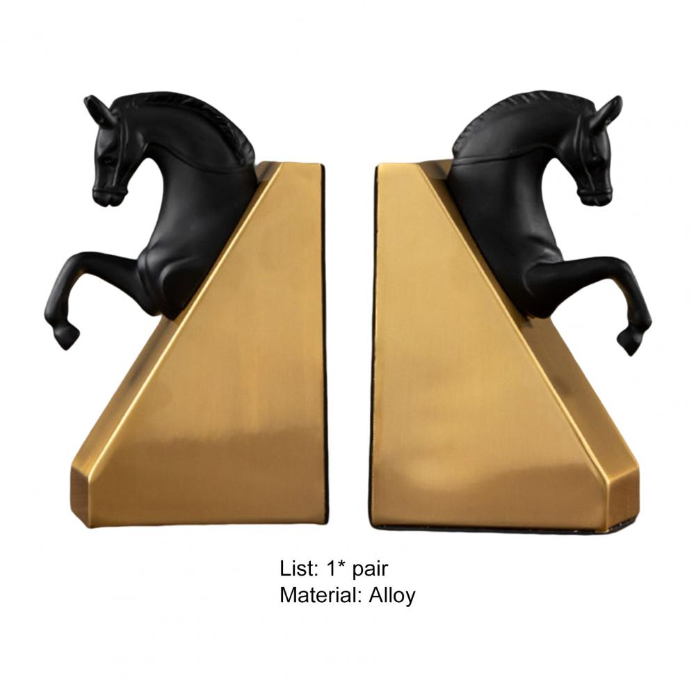 Serre-Livre-Cheval-de-Metal4serre-livres3256804485962877-Black Golden