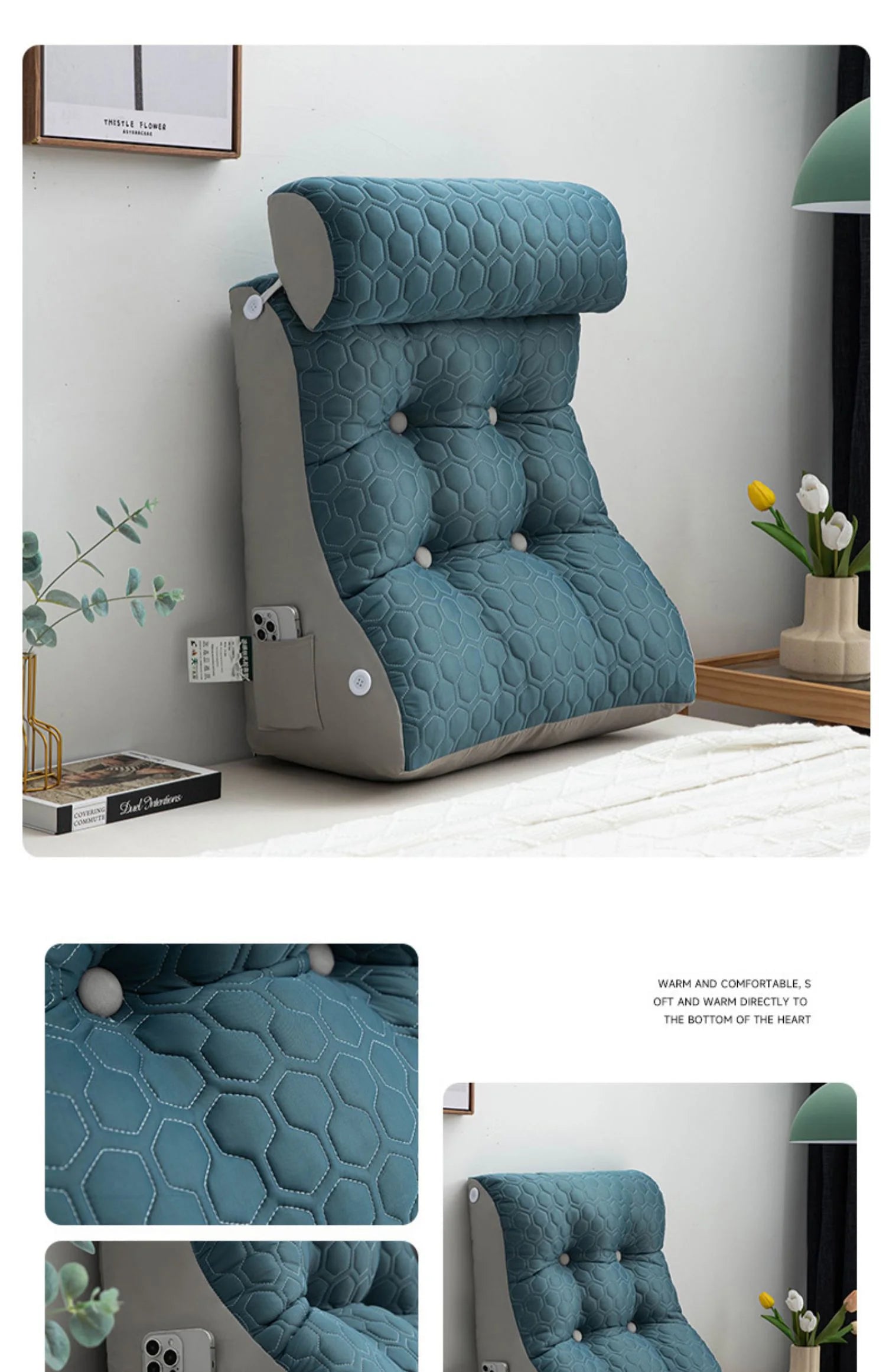 Coussin de lecture Elegance bleu 2