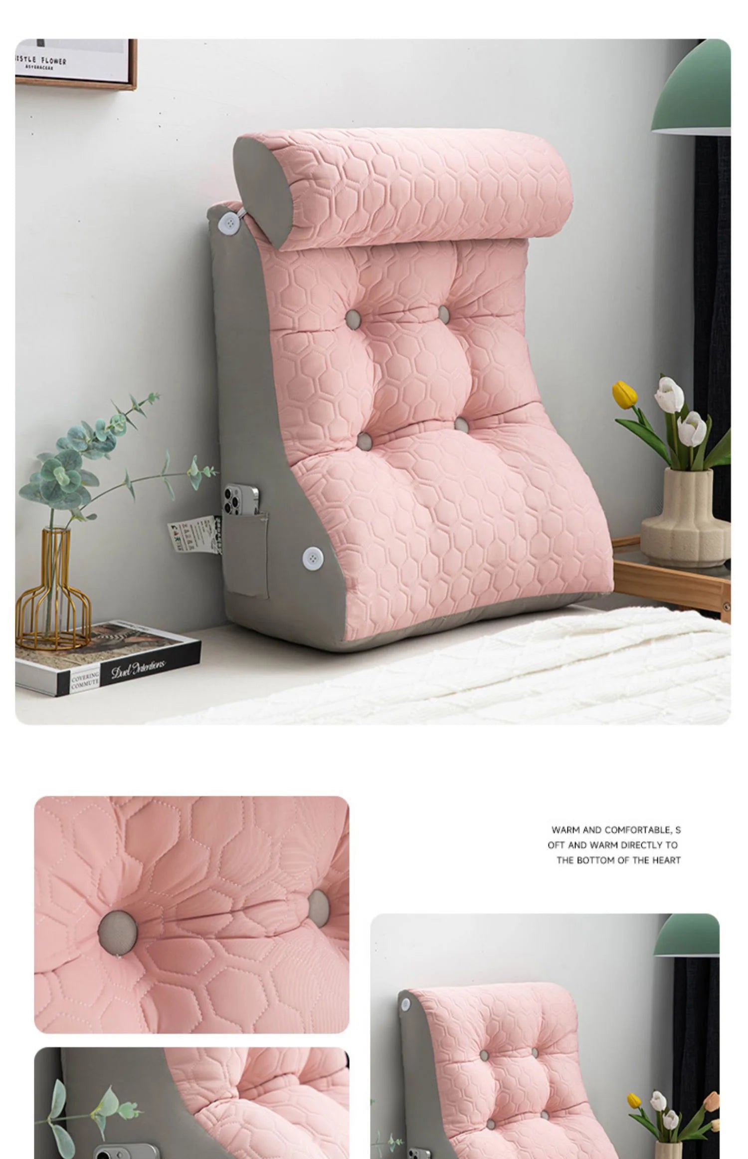 Coussin de lecture Elegance rose 3