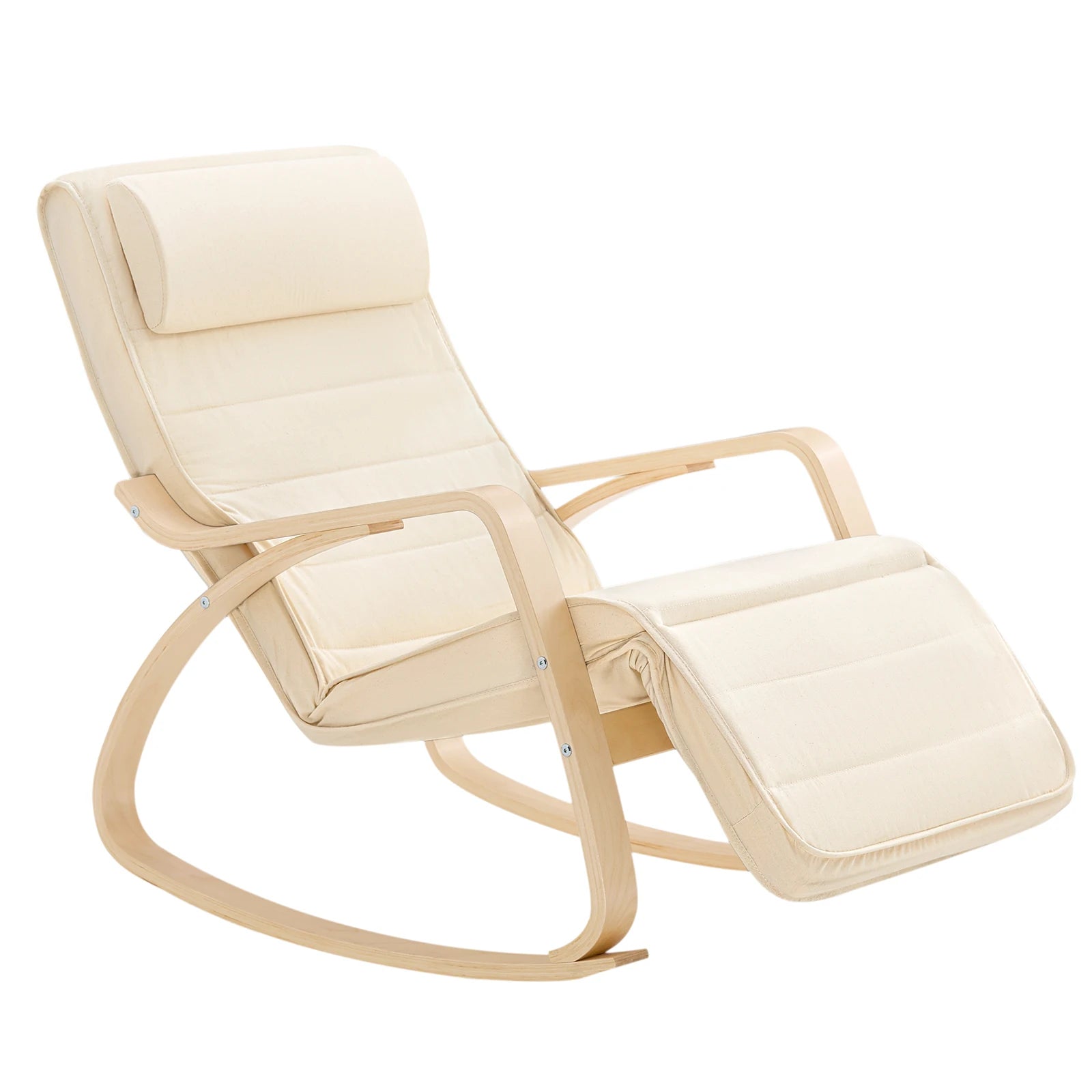 Fauteuil de lecture à bascule beige avec appui jambes-1