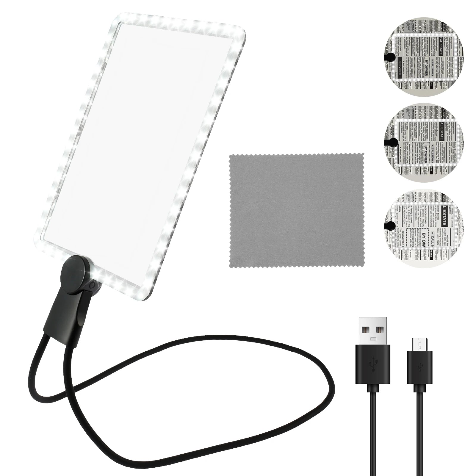 Loupe de lecture rectangulaire avec lumière-1