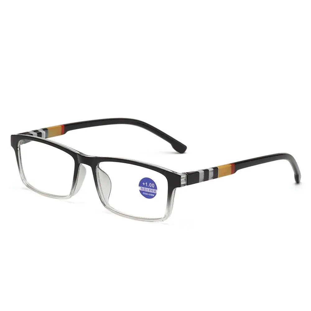 Lunettes de lecture rectangulaire monture rayée noire-1