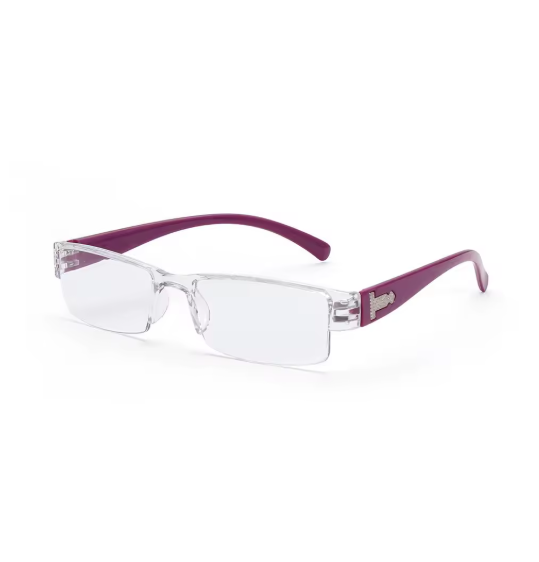 Lunettes de lecture rectangulaire monture transparente violette-1
