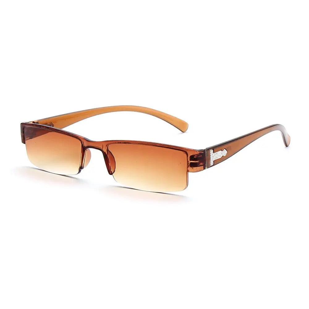 Lunettes de lecture rectangulaire verre fumé monture marron-1