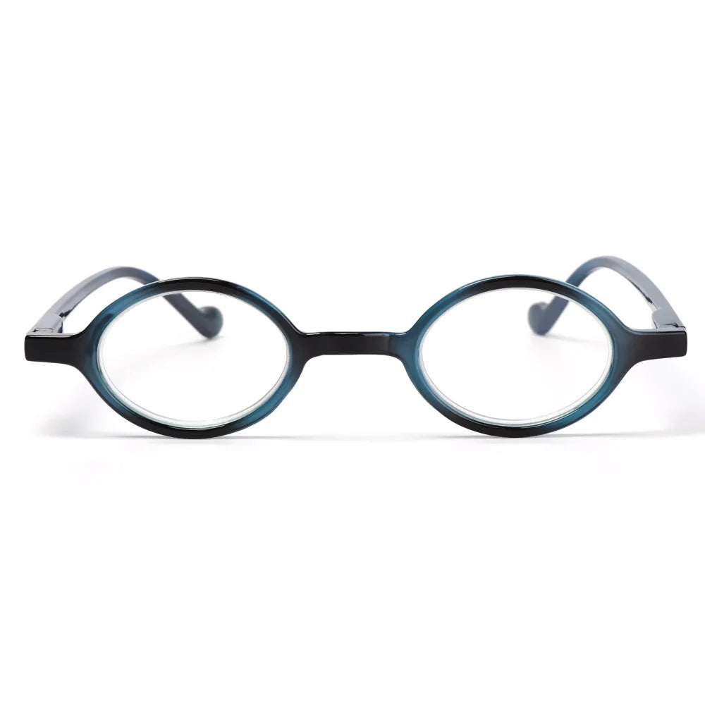 Lunettes de lecture vintage bleues monture ovale-1