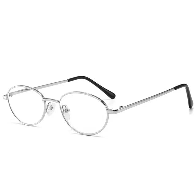 Lunettes en métal style retro ovales argentées-1