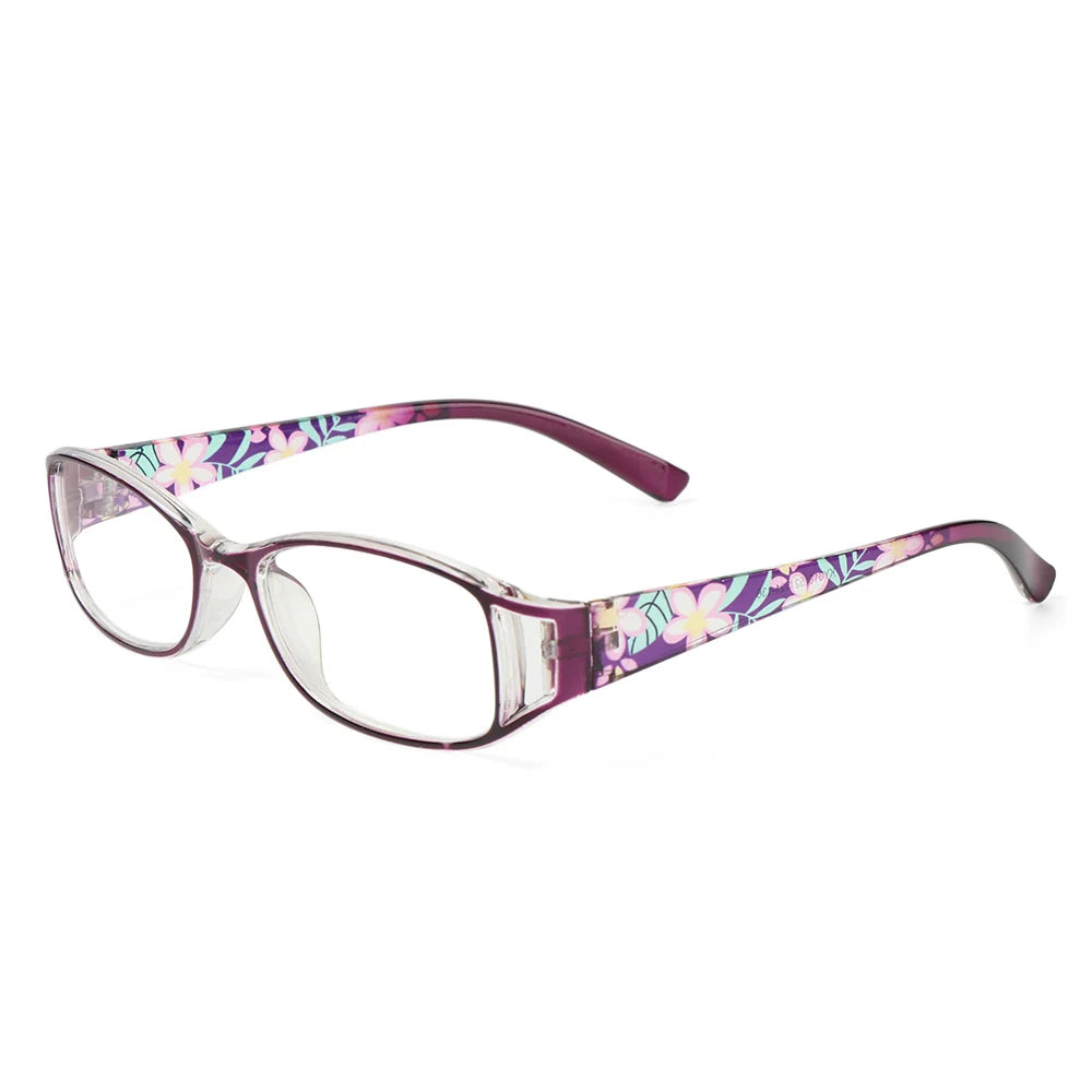 Lunettes grossissantes à fleurs violettes-1