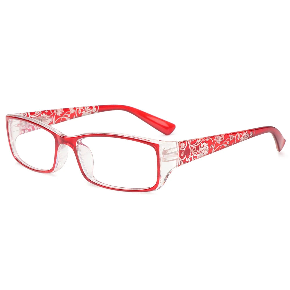 Lunettes grossissantes à petites fleurs rouges-1