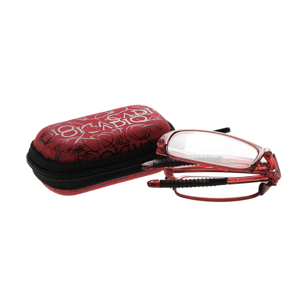 Lunettes grossissantes transportables étui avec motifs rouges-1