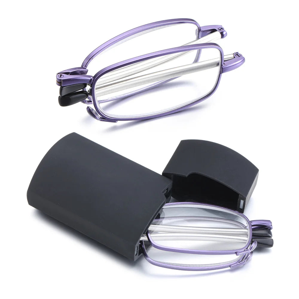 Lunettes grossissantes transportables étui rigide monture violette-1