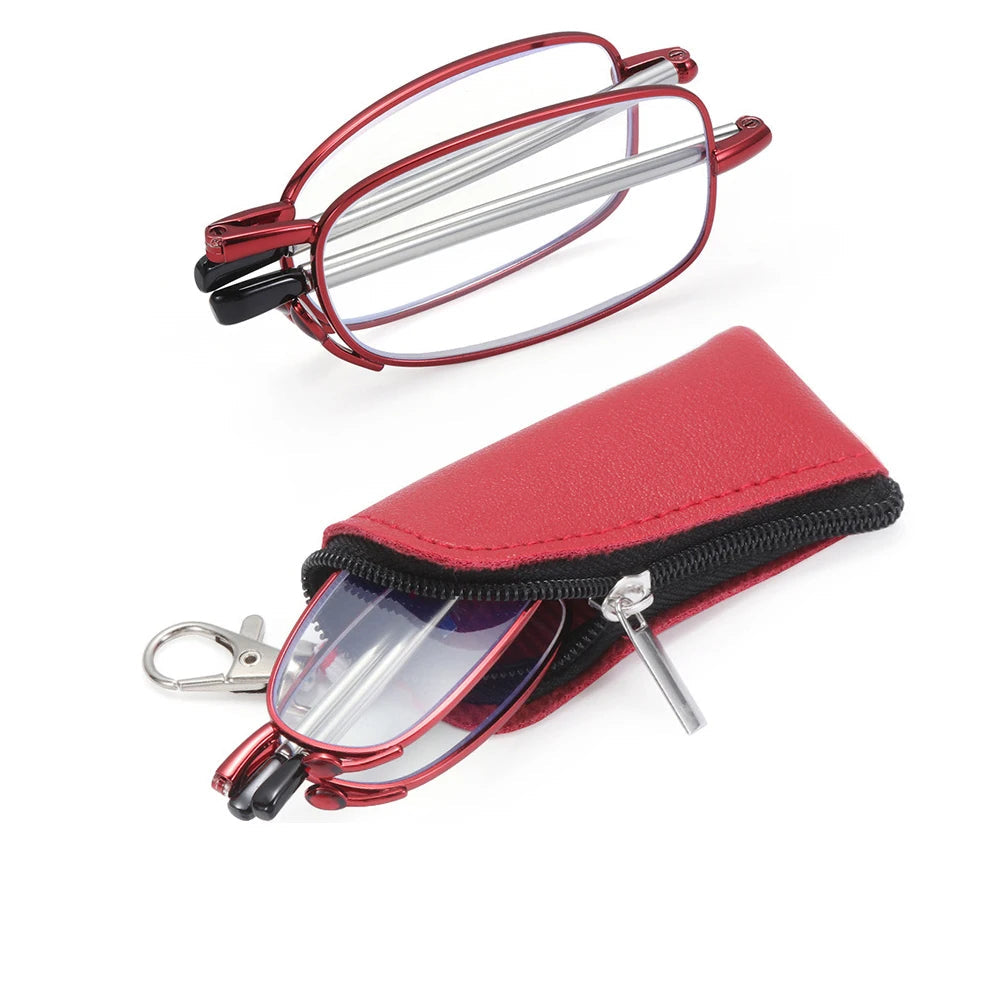 Lunettes grossissantes transportables étui souple rouge-1