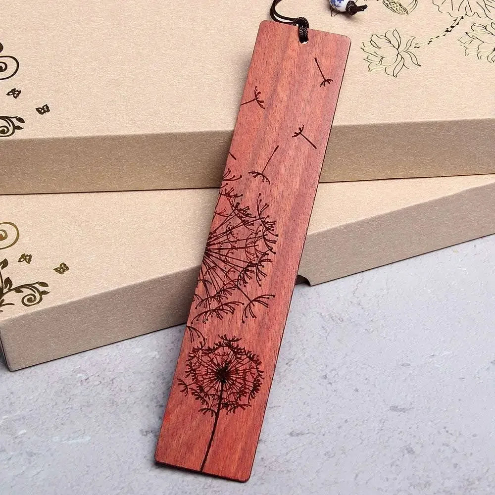 Marque page en bois pissenlits marron-1