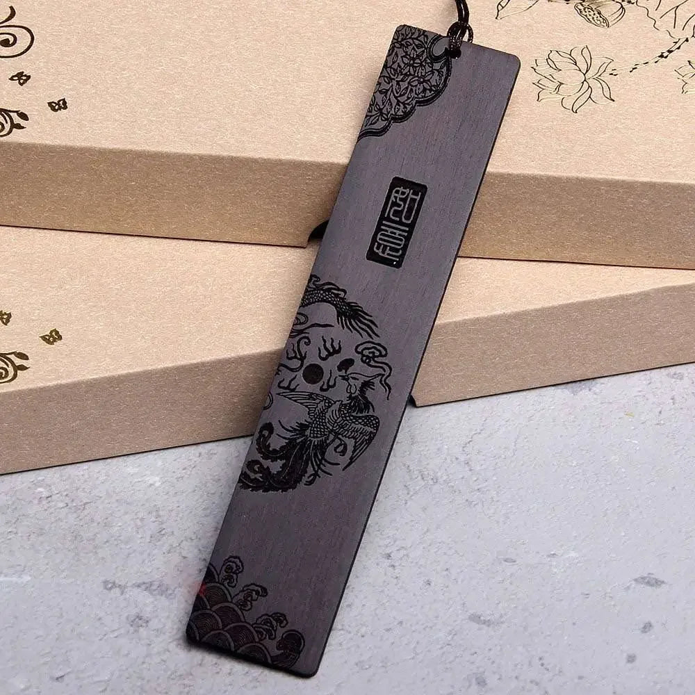 Marque page en bois style japonais noir-1