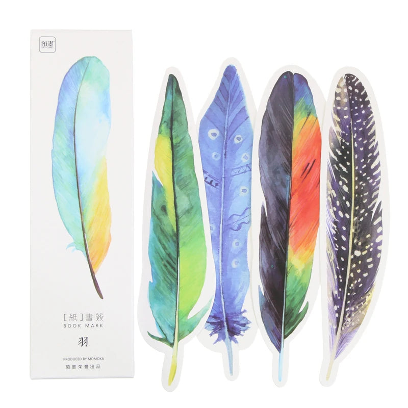 Marque page plumes multicolores en papier-1
