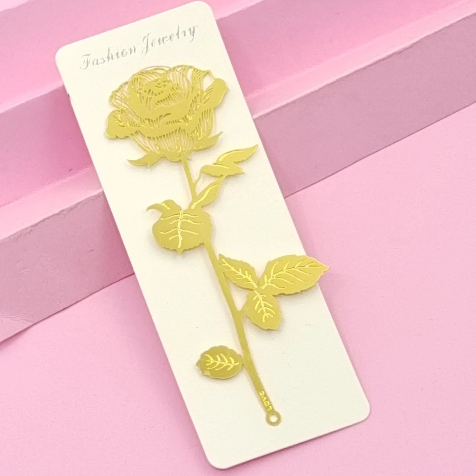 Marque page rose en métal doré sans boite-1