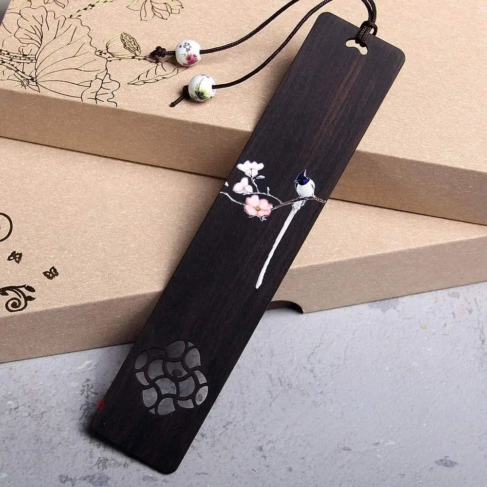 Marque page style chinois oiseau sur branche-1