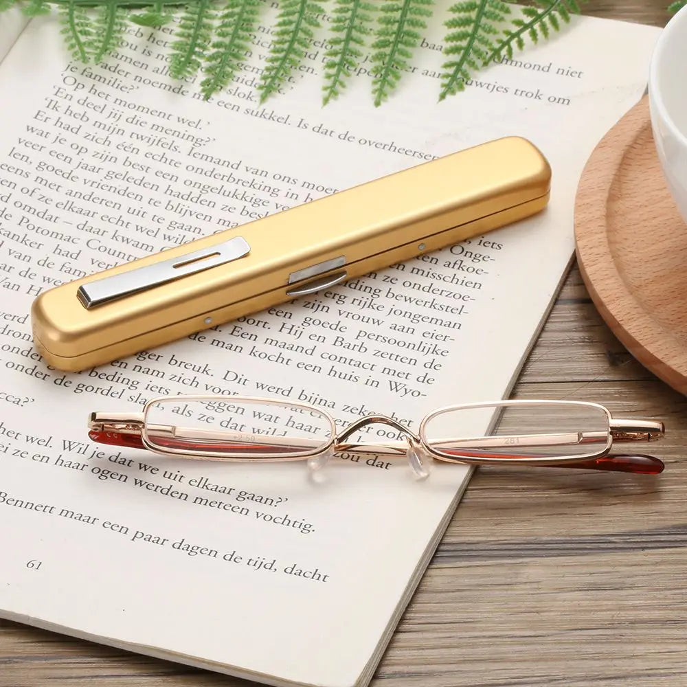 Mini lunettes grossissantes dorées avec clip d'accrochage-1