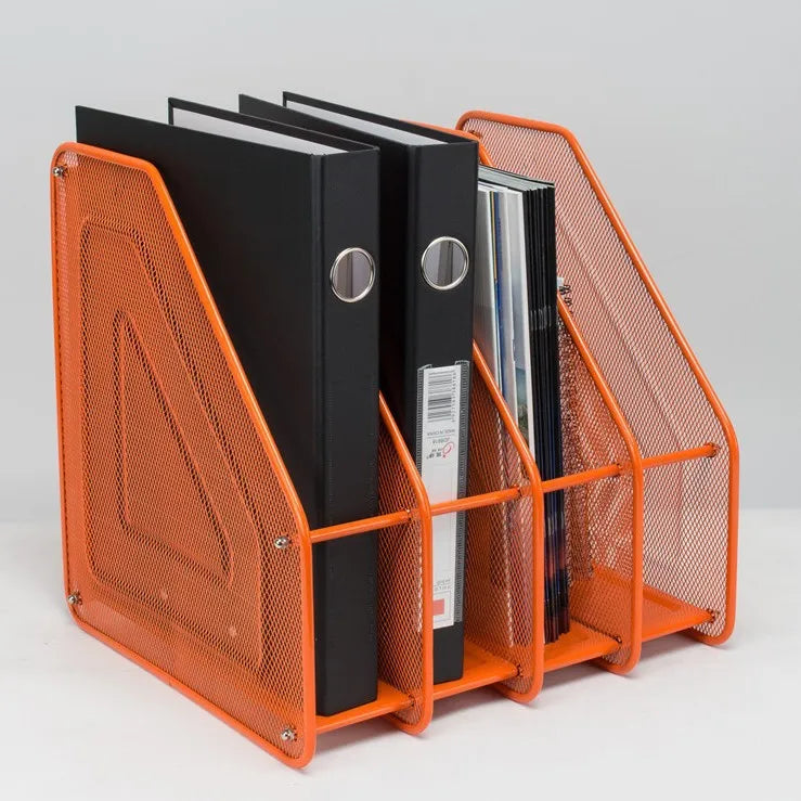 Porte-revue métallique 4 rangements orange-1