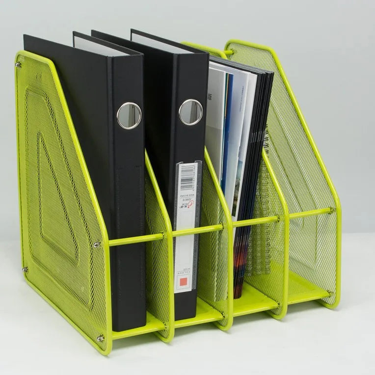 Porte-revue métallique 4 rangements vert-1