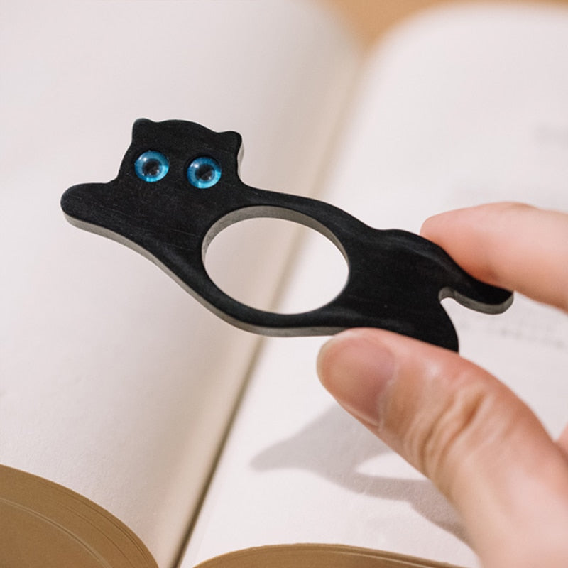 Bague De Lecture En Noyer Naturel | Porte-Pages, Tient Livre Ouvert | Design Chat Mignon | Cadeau Pour Lecteurs