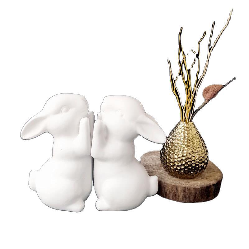Serre-Livre-Ceramique-Lapins-Blanc5serre-livres3256803854432517-A Pair